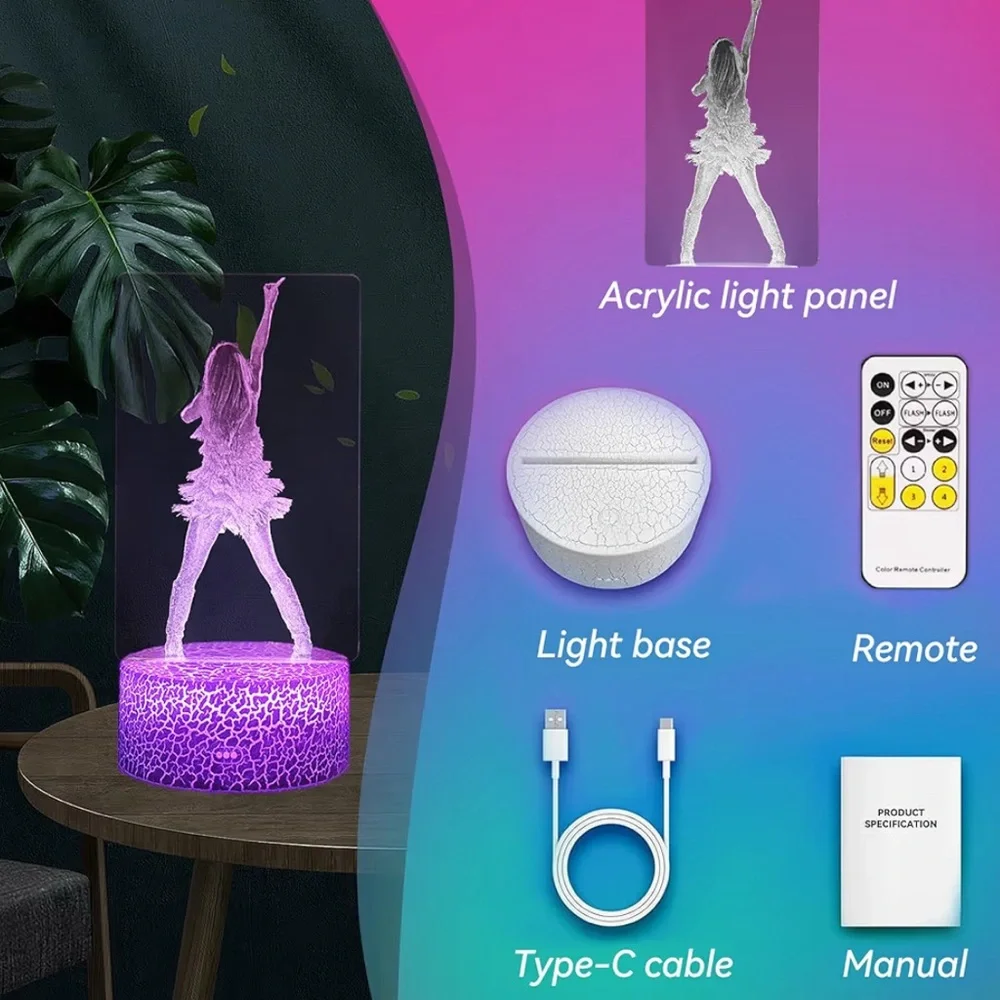 Taylor Swift!    Purple LED 3D Illusion Night Light - Picture 7 of 8